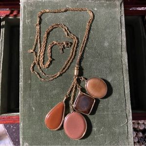 Vintage Brown Stone and GoldTone Trifari Necklace